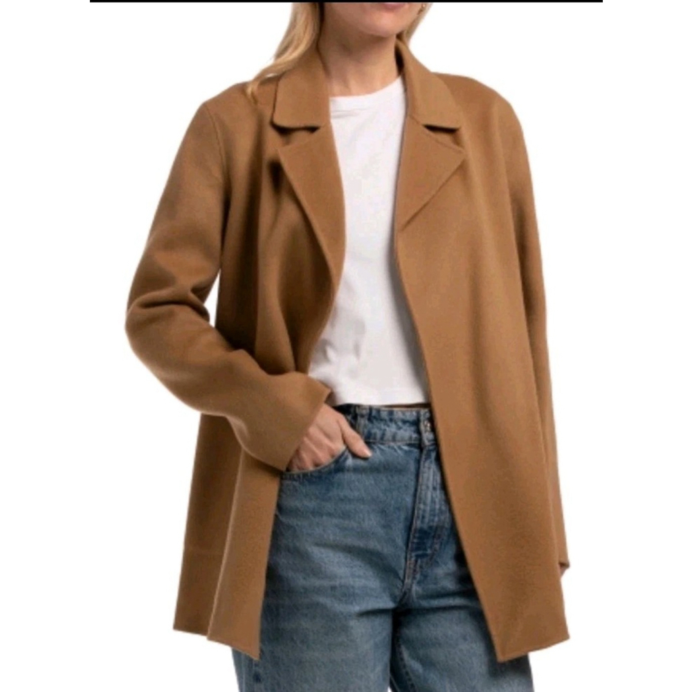 Theory Sileena Women Coat Tan Buckwheat Winsome 2 Wool Cashmere Jacket Large NWT - Picture 1 of 11